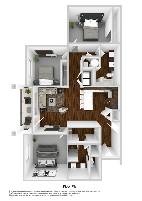 3X2 C Floorplan at Orchard Park Apartments, Idaho Falls, 83404